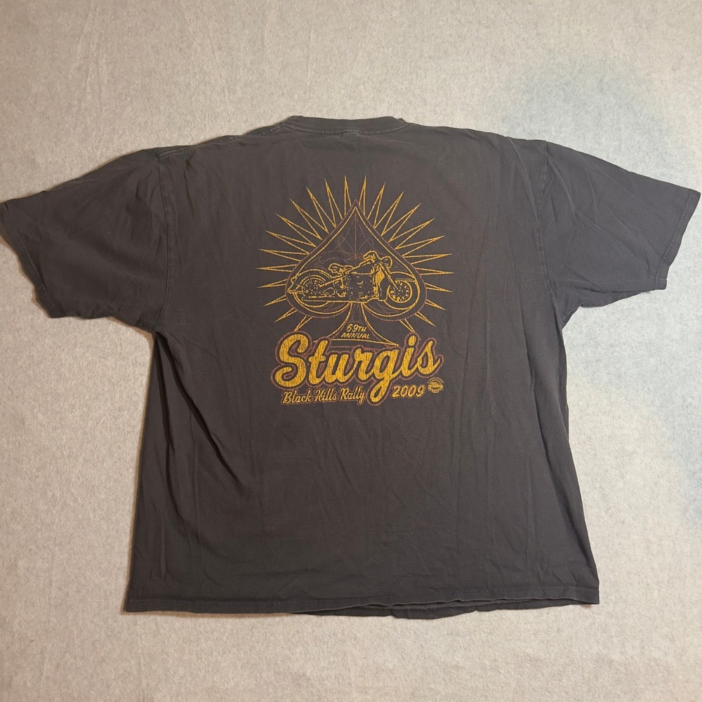 Vintage Sturgis Black Hills Rally 2009 T-Shirt Mens Black XL 69th Annual Faded